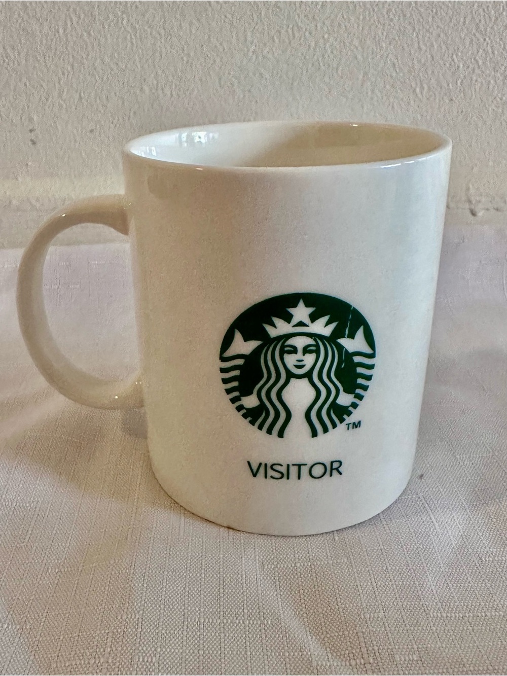 Starbucks White Ceramic Mug with Green Siren Logo - VISITOR